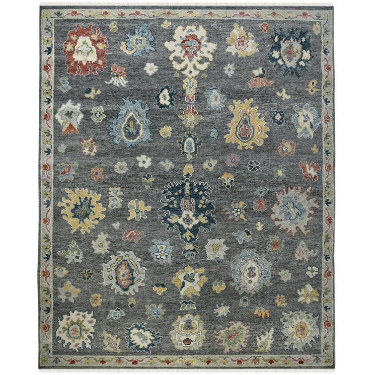 Jaigarh Hand Knotted Wool Geometric Area Rug in Gray