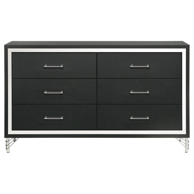 Commode 6 tiroirs Cary, Noir, noir, noir, noir