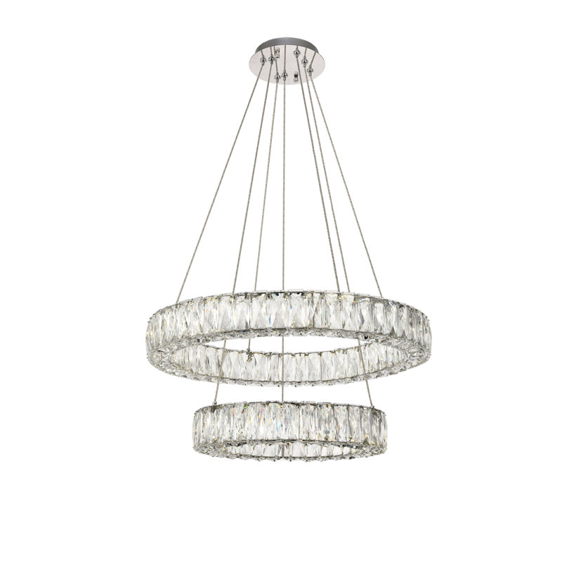 Lustre ovale en cristal 2 lumières Steveson, H 12 po x l 23,60 po x P 23,60 po, Chrome