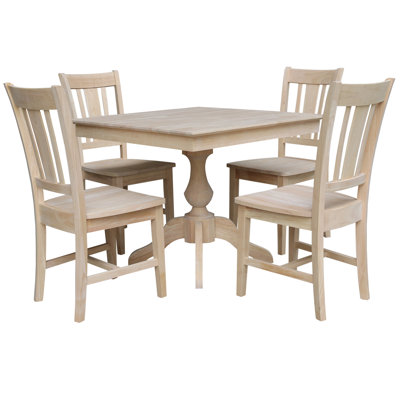 5 - Piece Rubberwood Solid Wood Dining Set