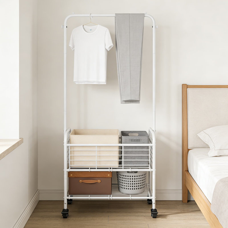 Rolling Laundry Hamper With Wheels, Hanging Rack, And Sorting Shelves - Multifunctional Laundry Sorter Cart For Home Organization