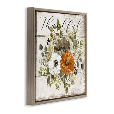 Thankful Floral Pumpkin Giclee Art by LSR Design Studio