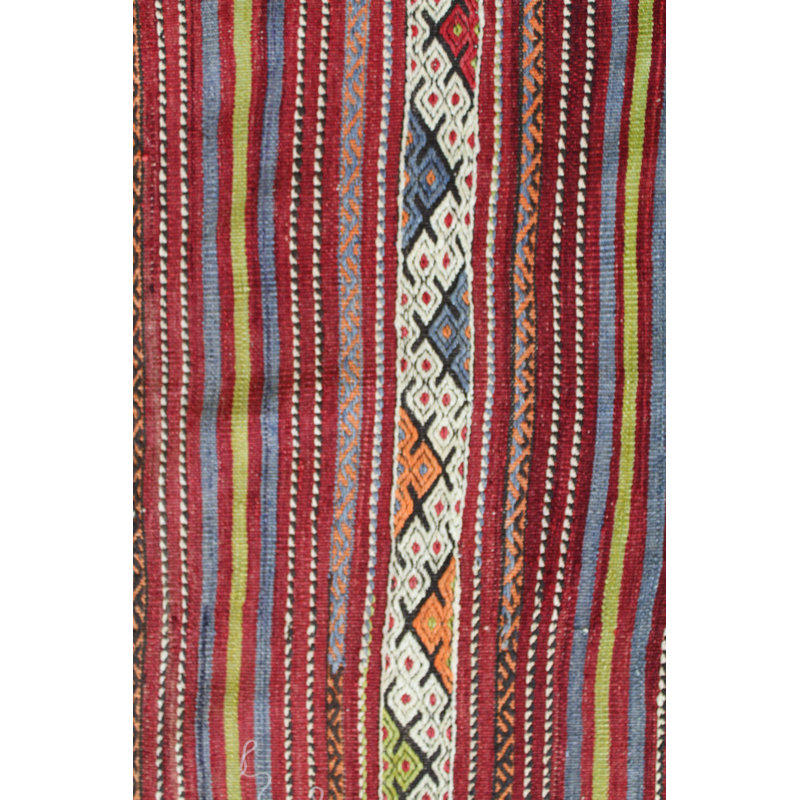 Tapis rouge en laine noué à la main de conception unique 5 pi 6 po x 9 pi 1 po années 2000 Jijim