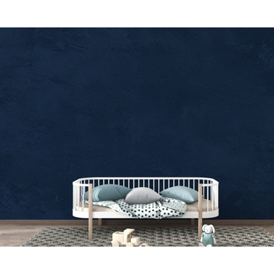 Navy Blue Concrete Wallpaper Mural – Dark Blue Textured Wall, Slate & Ink Blue Cloudy Gradient, Modern Moody Interior Wall Art