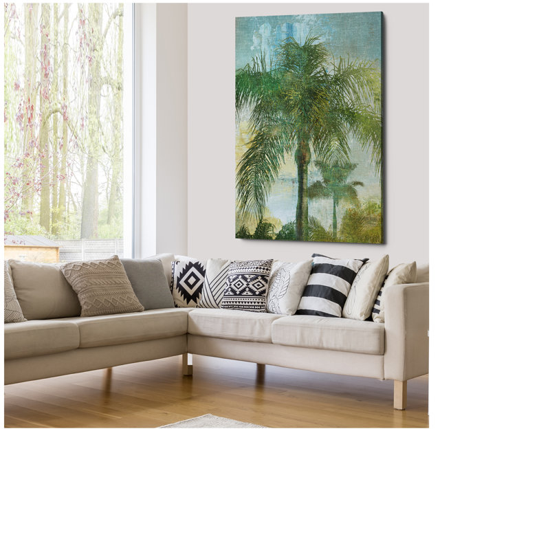 « contemporain palm », reproduction de peinture à l’huile sur toile tendue, H 16 po x l 20 po x P 1,5 po