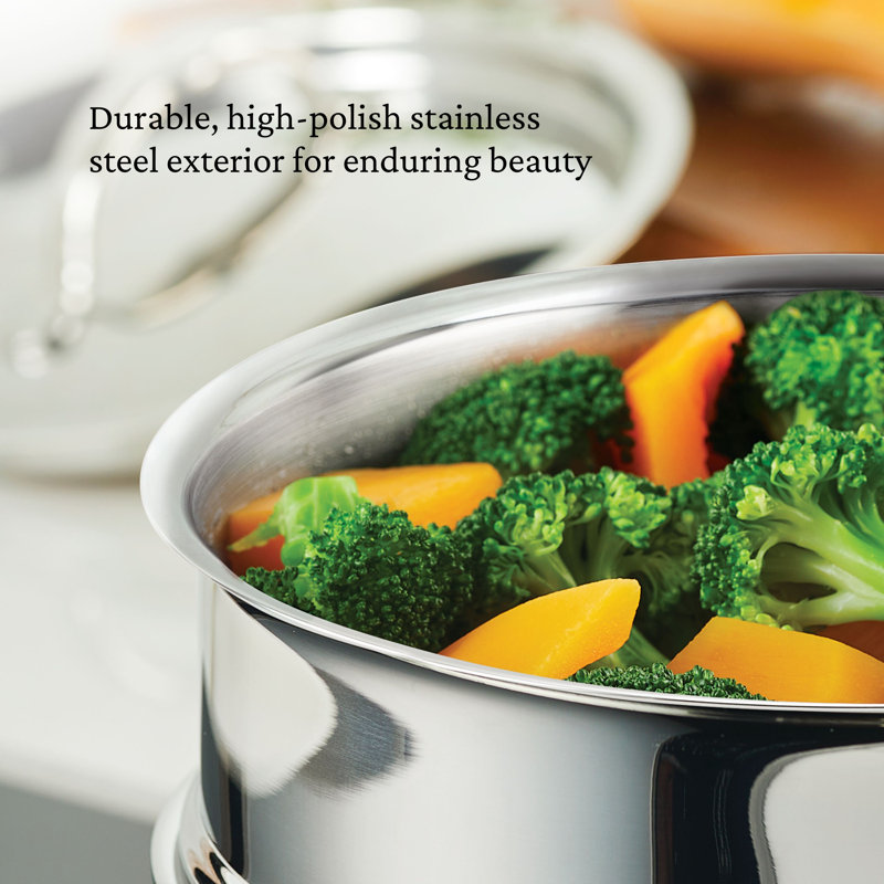 Hestan Probond Luxe 3-Quart Polished Professional Clad Stainless Steel Soup Pot And Steamer Insert Set