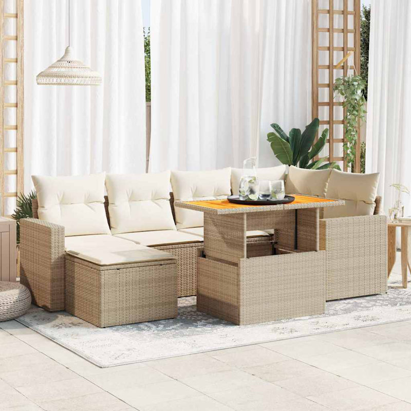  Ensemble de canapé de jardin beige, Beige, Beige