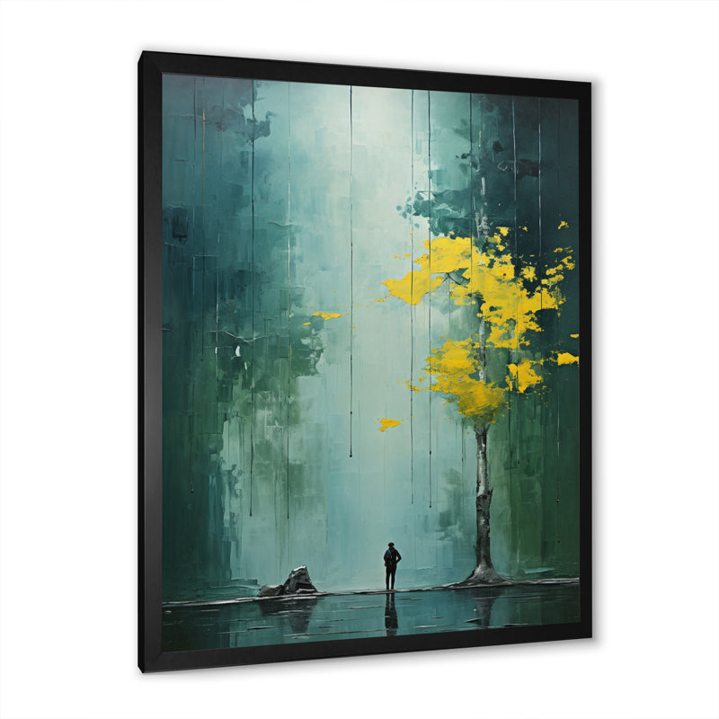 " Bold Forest Emerald Canopy V ", 44" H x 34" W x 1.5" D, Black Picture Framed