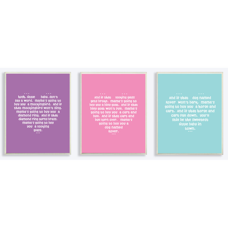 Ensemble de 3 plaques murales Gupton «Hush Little Baby Triptych»