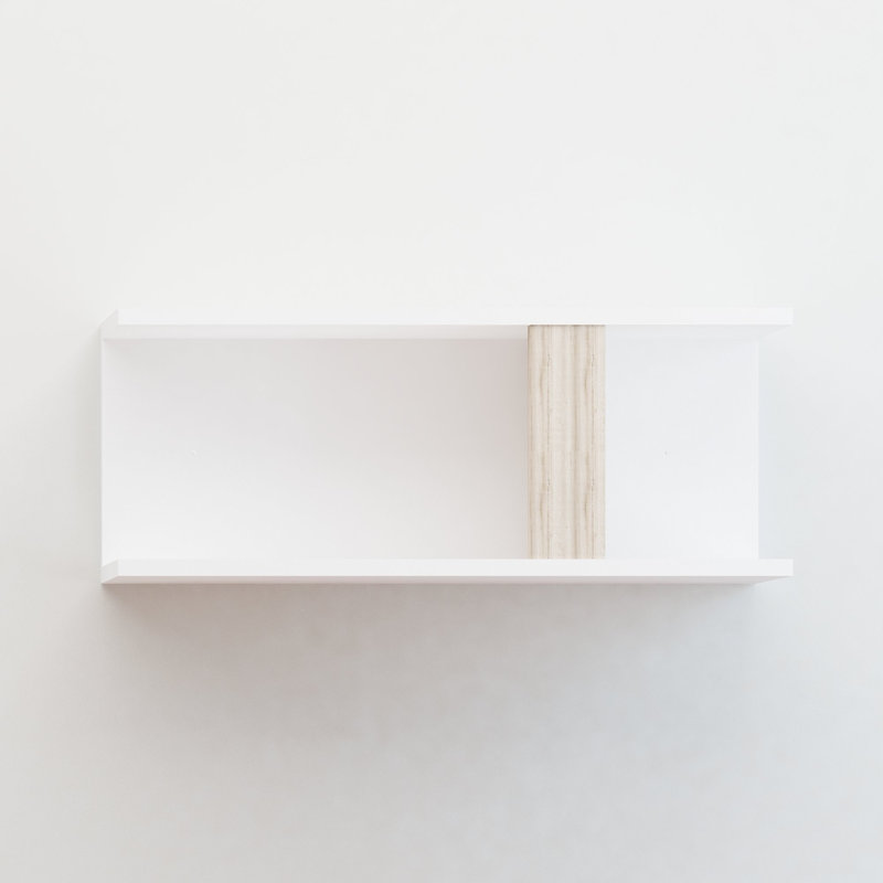 Tablette décorative 2 pièces avec tablettes réglables Abdellah, Blanc/chêne