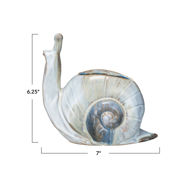 Stoneware Snail Vase/Planter with Reactive Glaze