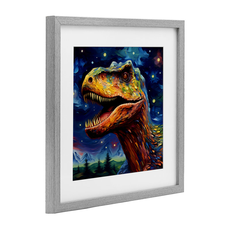 Starry Sky Dinosaur, reproduction encadrée sous verre, design by Creative Studio, H 13 po x l 13 po, Cadre de ferme gris