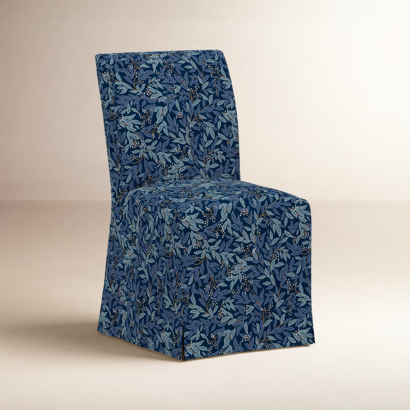 Chaise de salle à manger Frances, Lin bleu marine RPC Willowberry