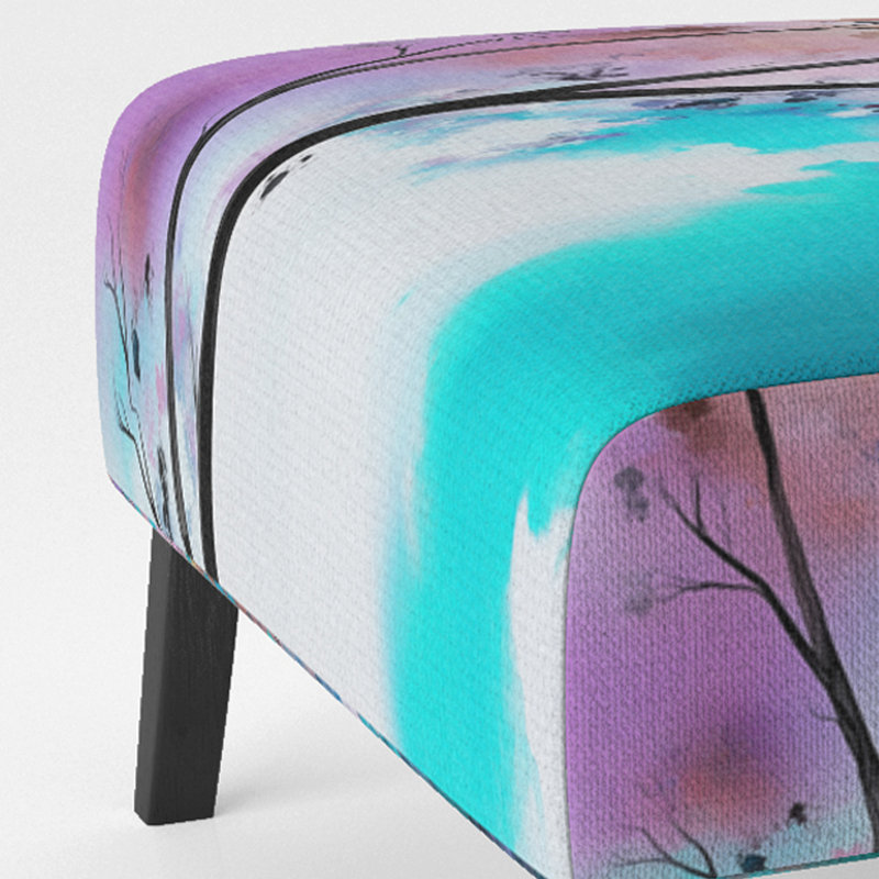 Abstract Flowers - Traditional Upholstered Slipper Chair, Blue/Purple