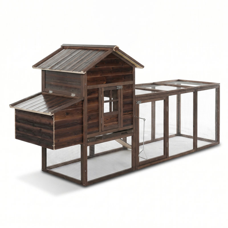 Yarrow Outdoor Wooden Chicken Coop with Nesting Box & Spacious Run, Predator-Proof Wire Mesh for Backyard Hens, Ducks & Small Animals