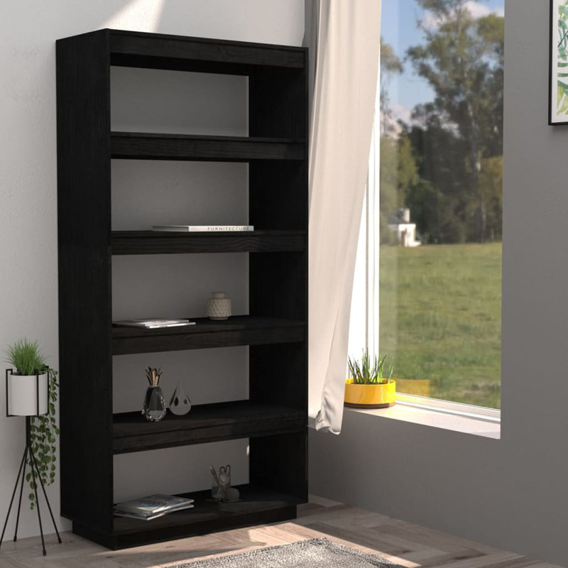 Book Cabinet Bookcase, Black, (3 Shelves) 40.6" H x 23.6" W x 13.8" D