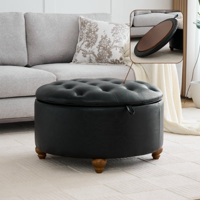 30’’ Wide Upholstered Tufted Round Storage Ottoman