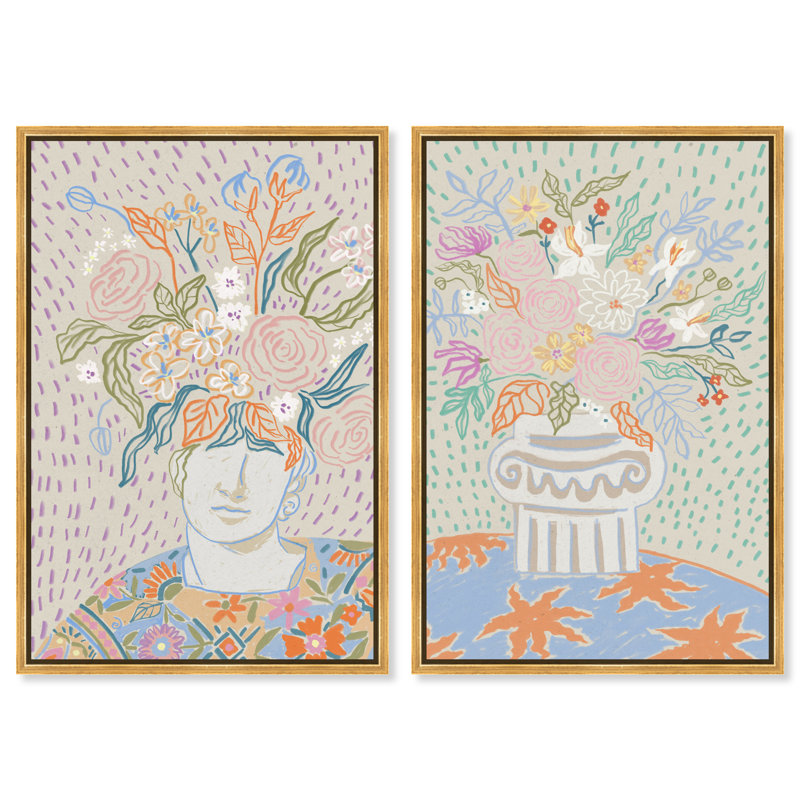 Summer Flourish Set Set by Oliver Gal, 92"H x 62"W, Gold Floater Frame