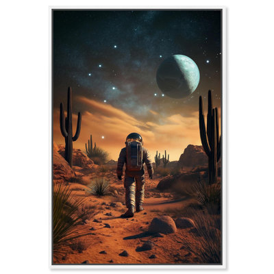 «Astronaut Arid Journey III», reproduction d'art sur toile par Art Remedy, cadre blanc, 36 x 54