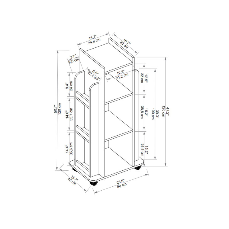 Jobanny 129 cm H x 60 cm W Standard Bookcase, White/Anthracite