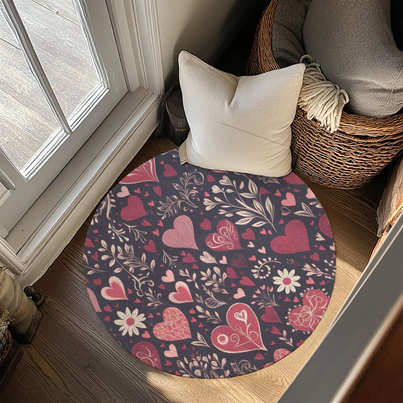 Tapis tressé Rosy Heart Love, Rond 5 pi