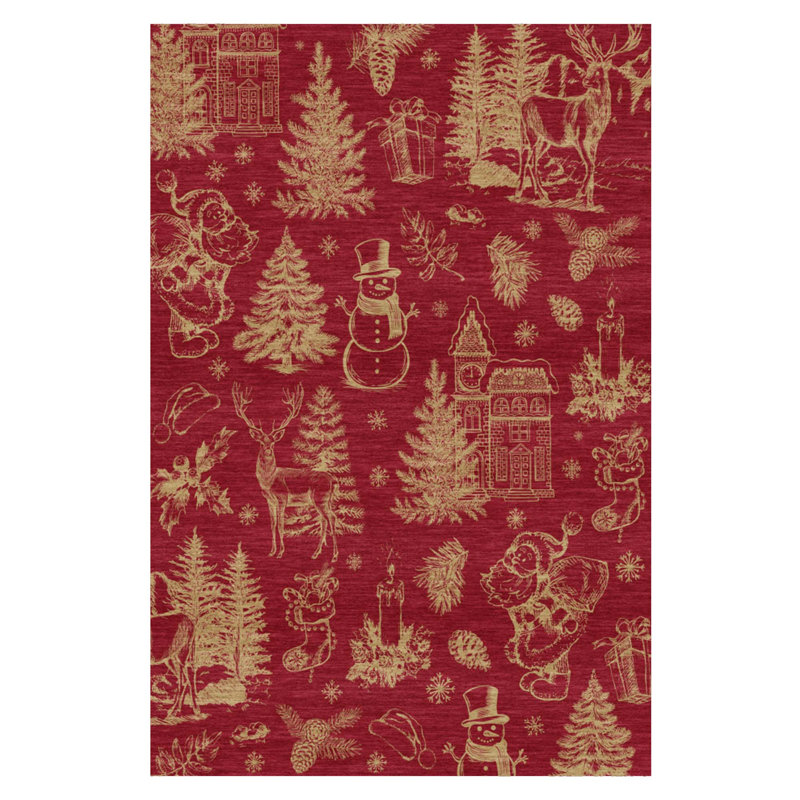 Washable Area Rug, Red gold, 60*100cm