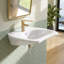 Lavabo de salle de bain mural en céramique en forme de U 24 po x l 20 po accessible par ADA avec façade incurvée ergonomique