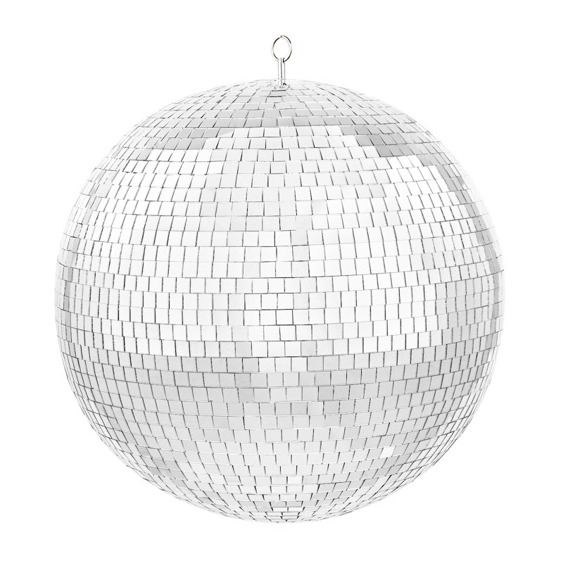 Grande boule disco en argent avec anneau suspendu, 20"