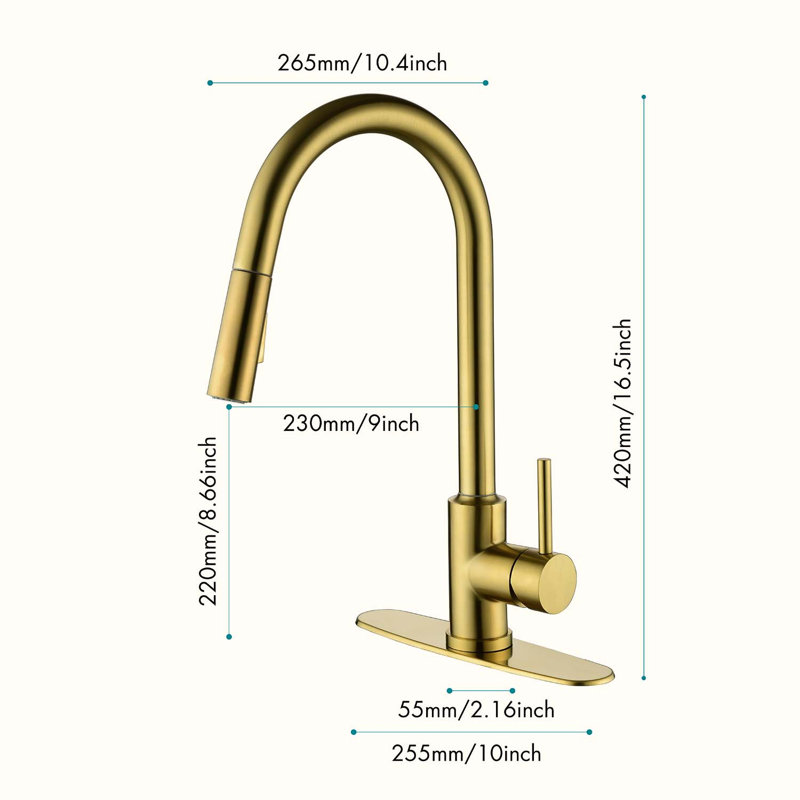 HOOSENG Pull Down Touch Kitchen Faucet, Brushed Gold