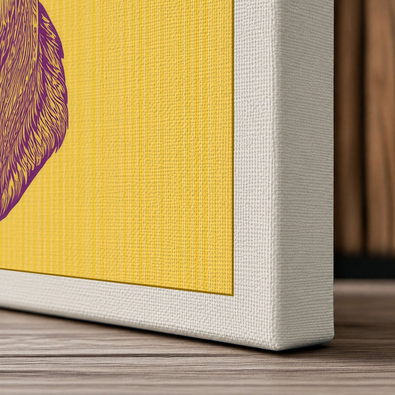 Purple Deer Mount Rustic - Wrapped Canvas, 30x20 - 76.2 x 50.8 cm, Cream Border