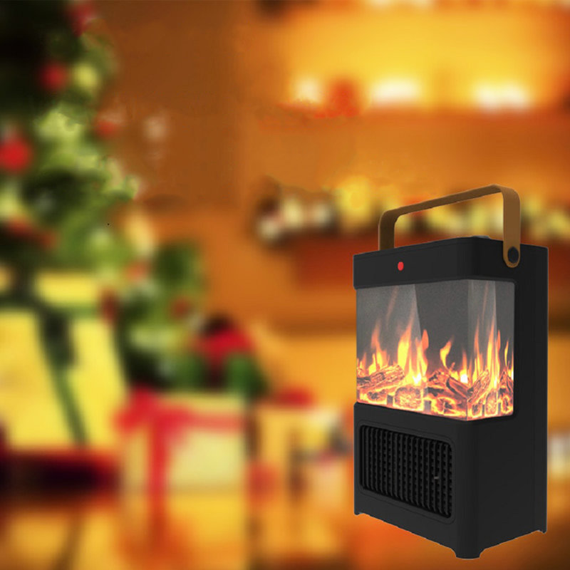 Chaufferette portative électrique pour foyer 1500W, flamme à DEL 3D, double, pour l'intérieur, la maison, le bureau, le chauffage de décoration de Noël avec