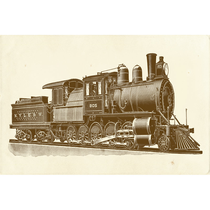 Train Engine III - Wrapped Canvas Print, 30cm H x 46cm W x 3.8cm D