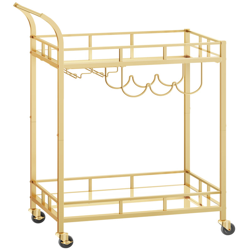 Aarnav Metal Bar Cart, Gold
