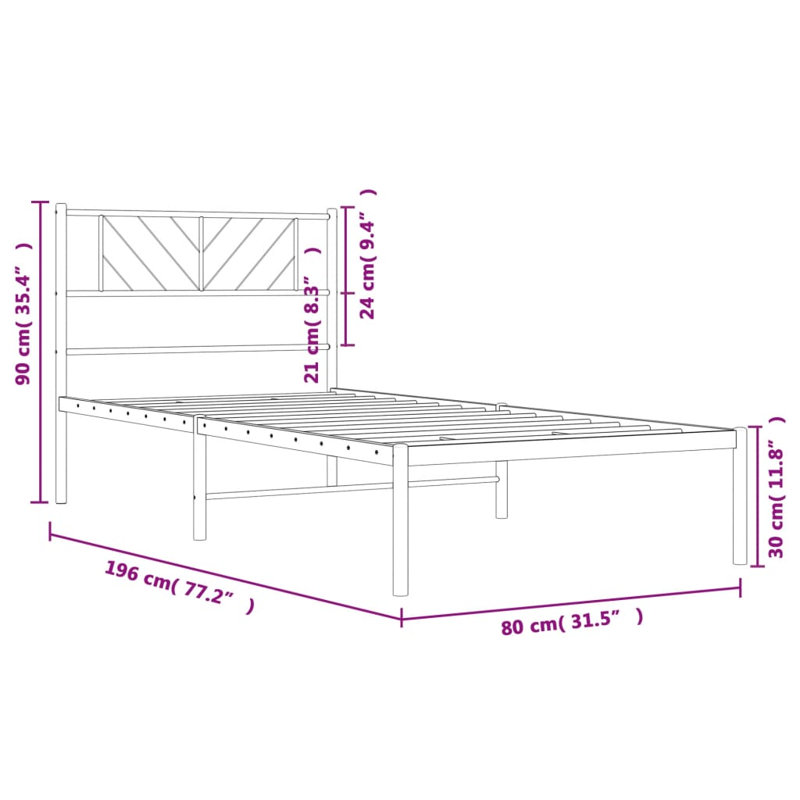 Nelvie Metal Bed, Small Single (2'6), Black