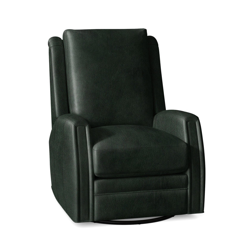 Lockhart Recliner, Swivel Glider with Manual Recline & Inside Release, Alpine Dark Grey Genuine Leather, No Nailhead