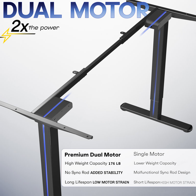 Electric Dual Motor Desk Frame, Black