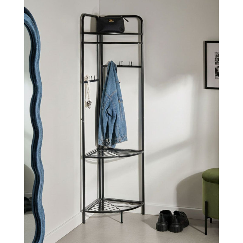 Steel Freestanding 6 - Hook Coat Rack, Black