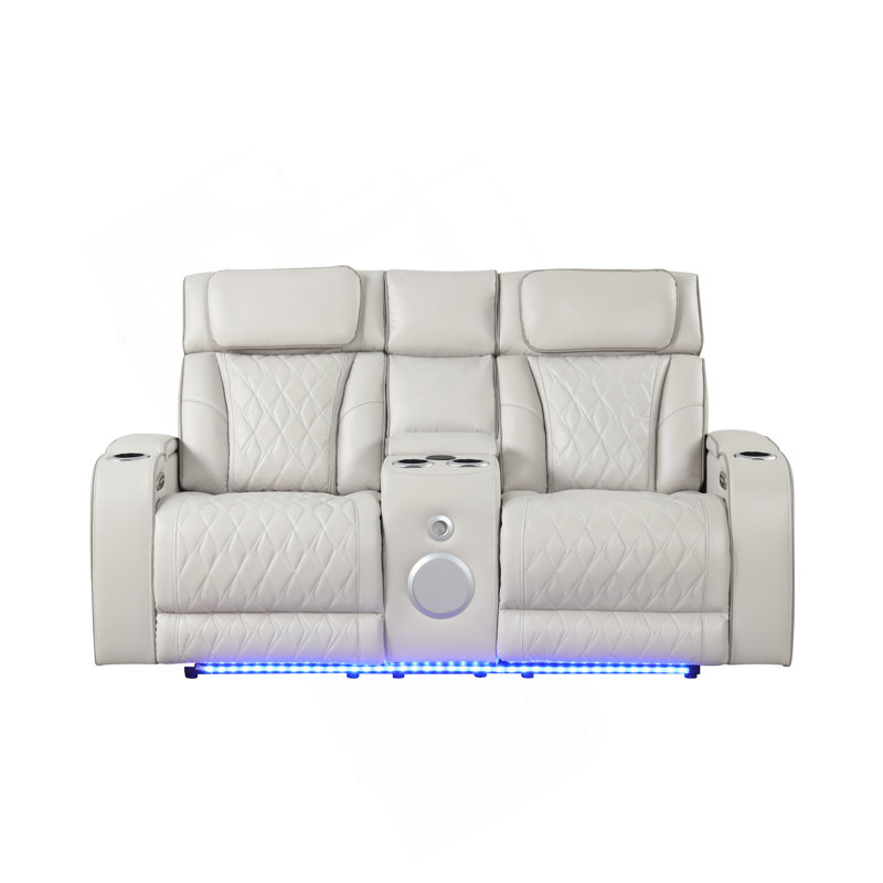 Fortuner Modern Style Upholstery Recliner Loveseat Made With Wood & Massage Function Included, Beige