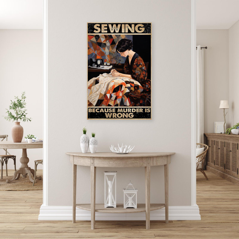 «Woman Sewing», reproduction d'art graphique sur toile tendue 1 pièce, H 36 po x l 24 po x P 1,25 po