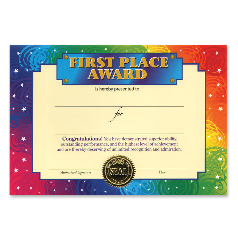 Certificat de première place