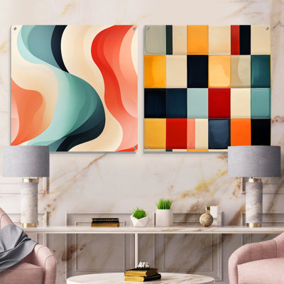 Culzean - Abstract Shapes Acrylic Wall Art Glass Set Of 2