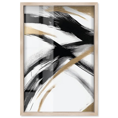 Midas Arc Waves Shadowbox Print Modern Wall Decor by Art Remedy, Blonde Frame, 25 x 37