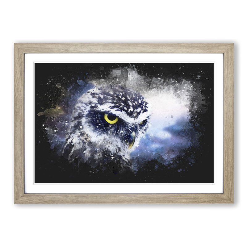 Owl in Nepal - Picture Frame Graphic Art Print, Oak Framed, 45cm H x 63cm W x 2cm D