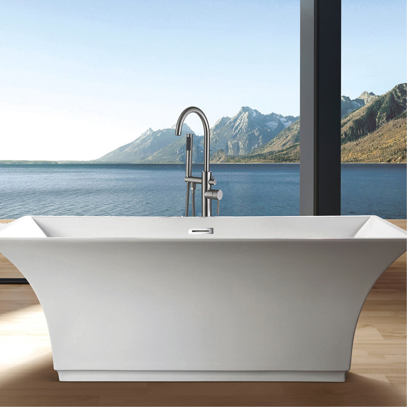 Robinet de baignoire moderne avec douche à main - 44,81 po Robinet de baignoire profonde résistant à la corrosion, utilisation durable
