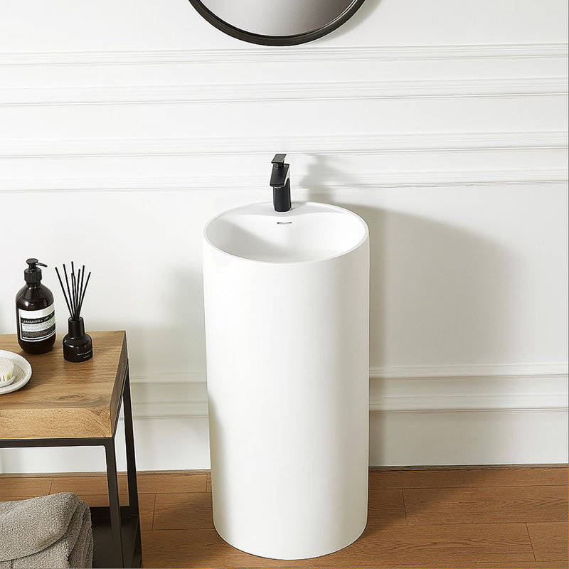 Solid Surface Pedestal Bathroom Sink Basin 66S-08