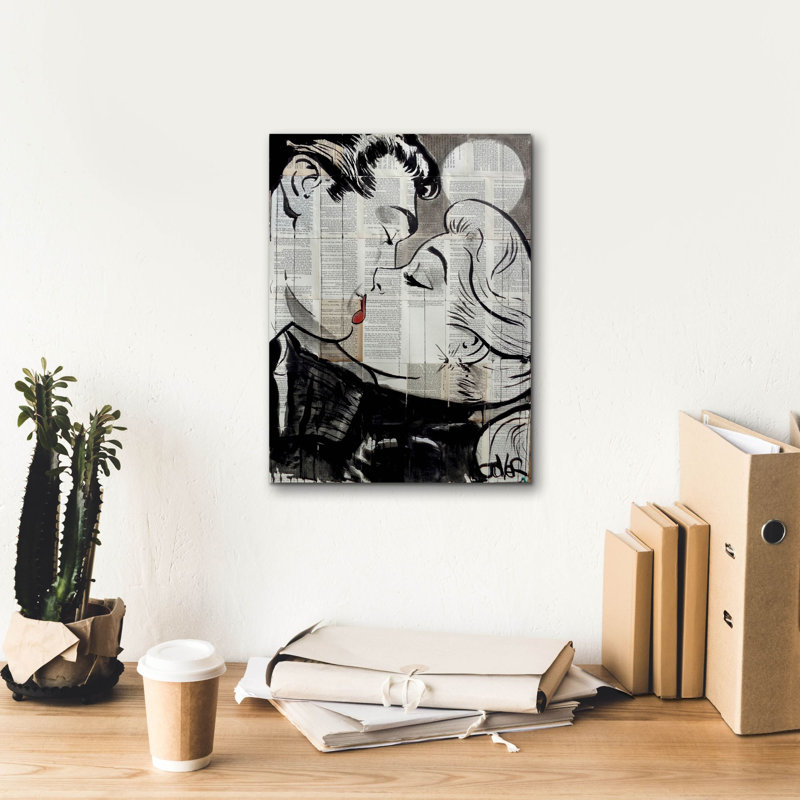 «Pop Kiss» par Loui Jover, art mural sur toile, H 16 po x l 12 po x P 0,75 po