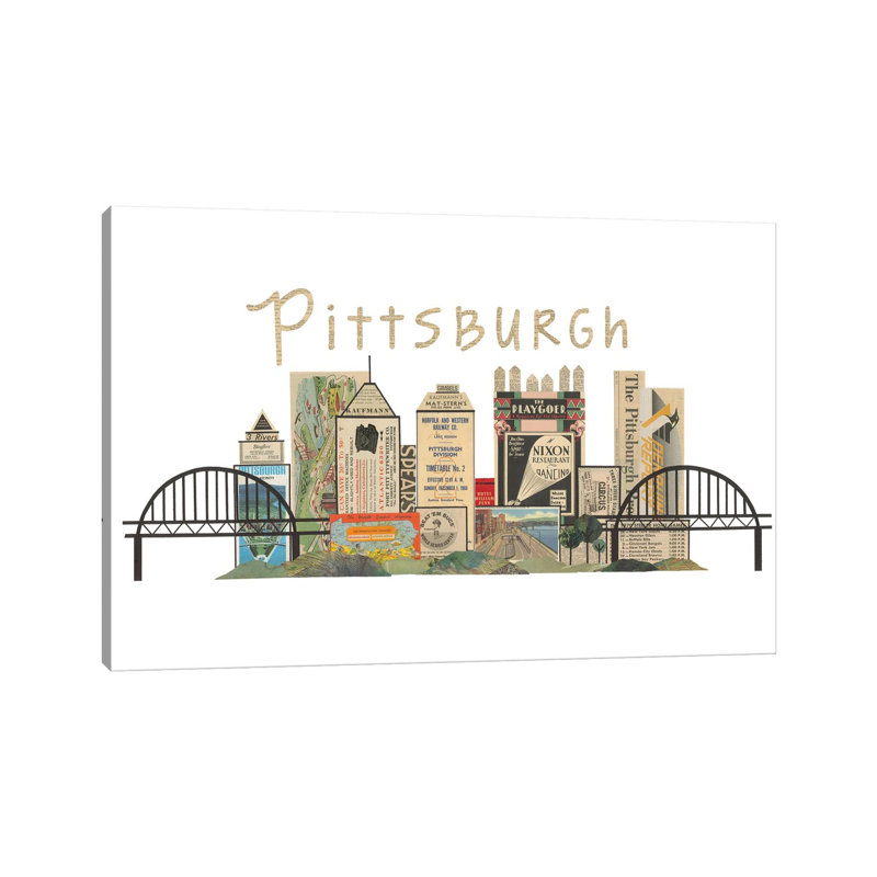 «Pittsburgh Horizontal Skyline» par Paper Cutz, impression sur toile tendue, H 18 po x l 26 po x P 1,5 po