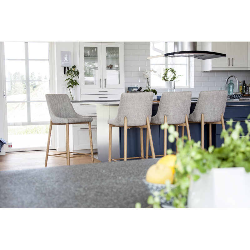 Metzger Upholstered Counter Stool, Light Grey
