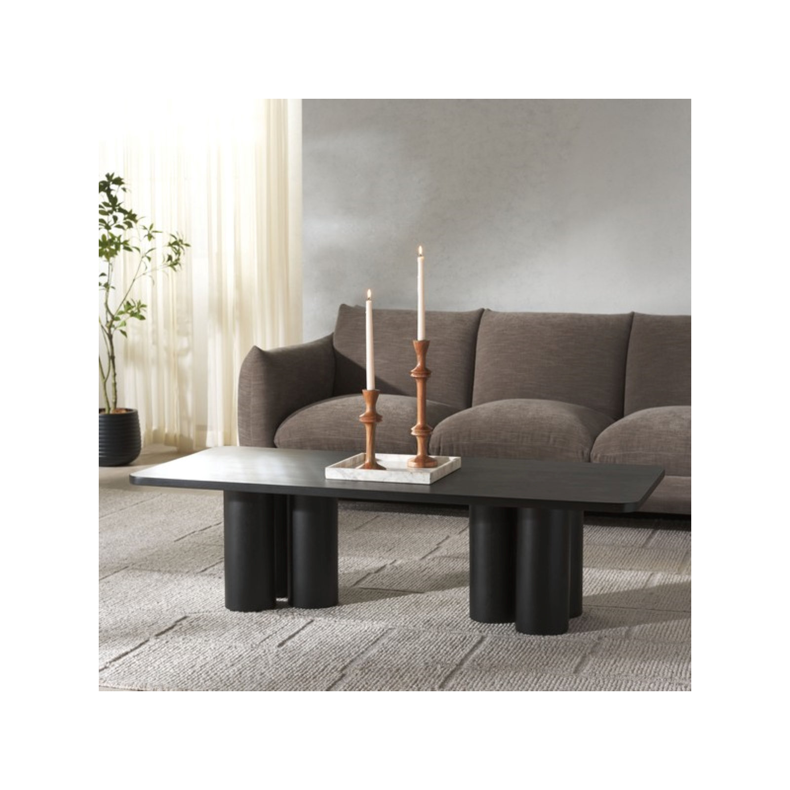 Pompano Solid Wood Single Coffee Table, Black