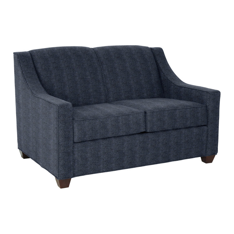 Phillips 52" Square Arm Sofa Bed with Reversible Cushions, Connelly Blue Jay, Empire Mahogany